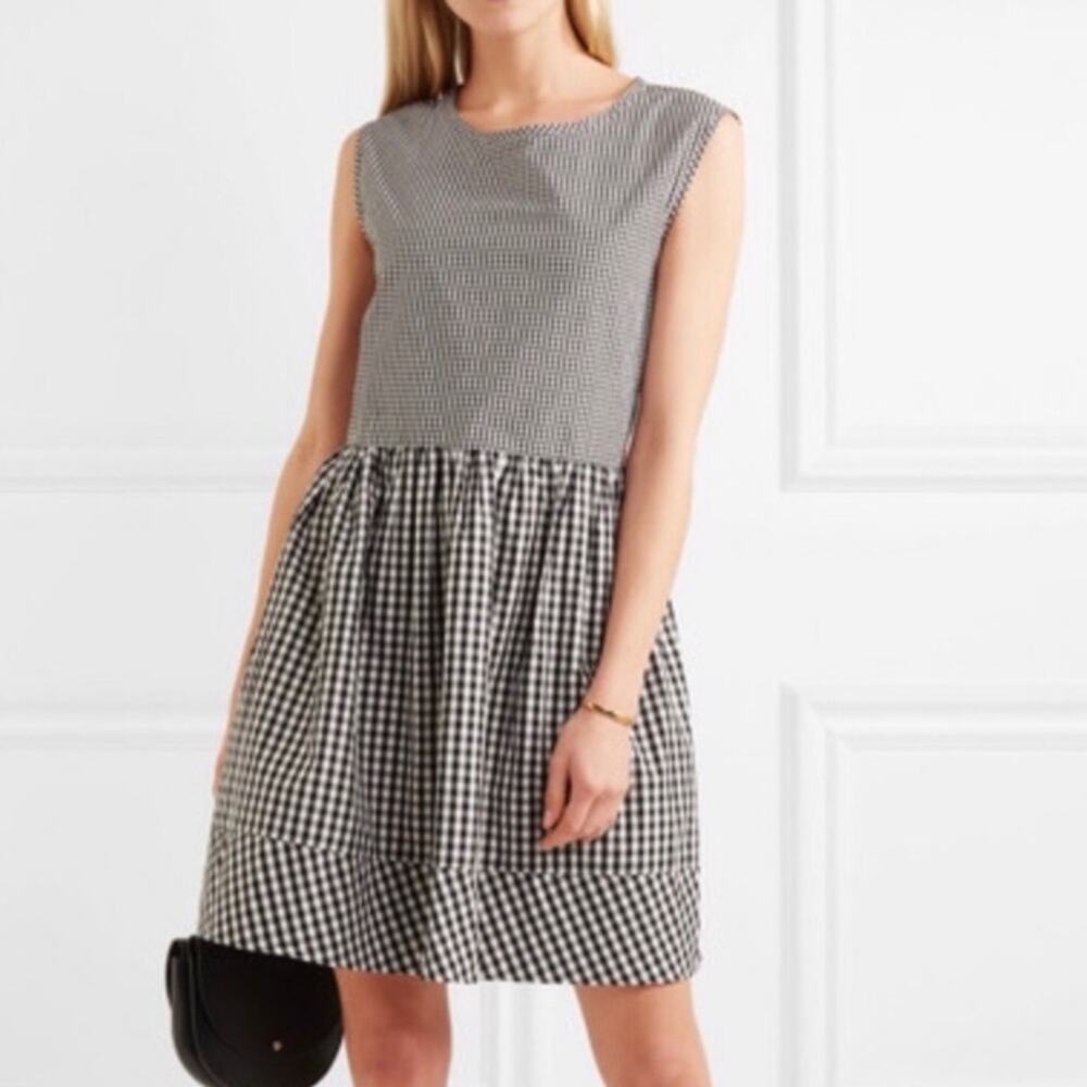 Madewell | Black & White Gingham Sleeveless Fit & Flare Dress